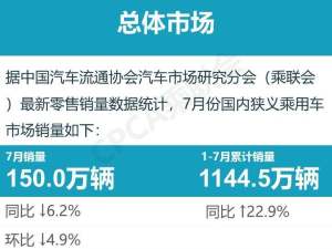 7月新能源汽车销量榜单 前五均是自主品牌车型