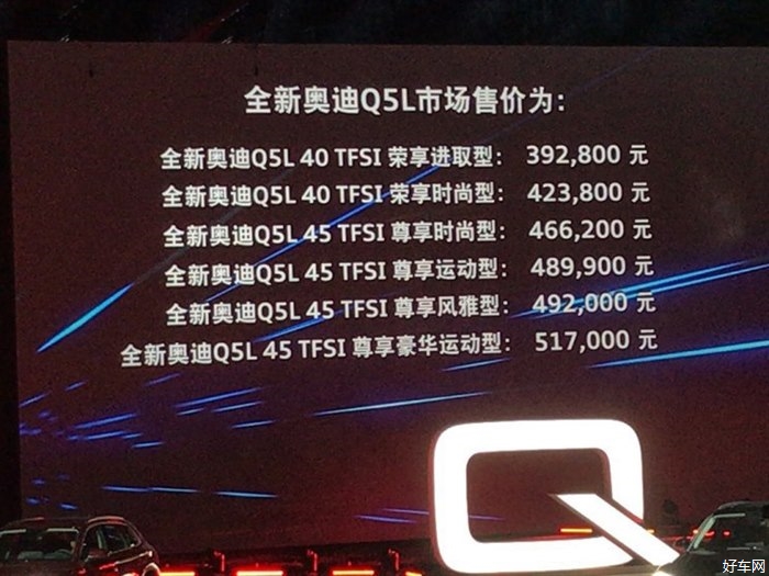 奥迪全新Q5L正式上市 售39.28-51.70万元