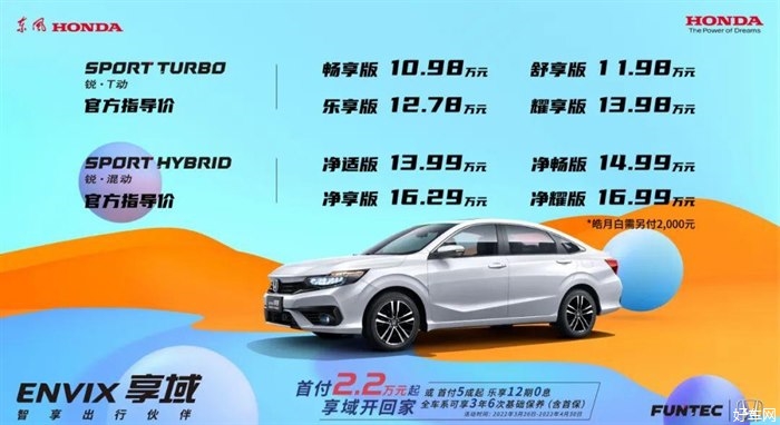 东风本田新款享域上市 售价10.98万-16.99万元